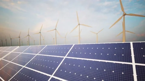 Wind Turbines and Solar Panel Moving Camera 스톡 동영상 229467852