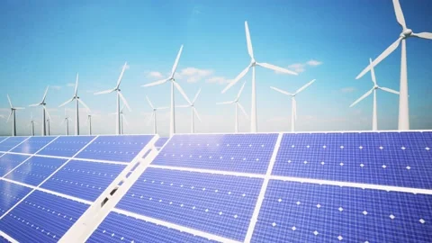 Wind Turbines and Solar Panel Moving Camera 스톡 동영상 229467858