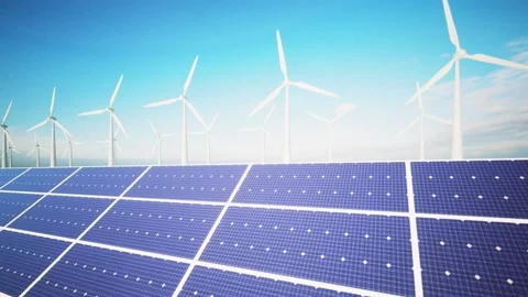 Wind Turbines and Solar Panel Moving Camera 스톡 동영상 229467888