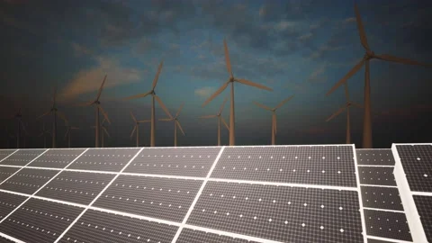 Wind Turbines and Solar Panel Moving Camera 스톡 동영상 229467895