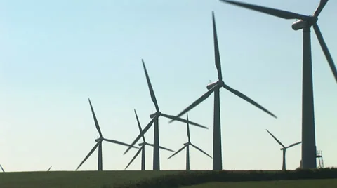 Wind turbines and sun Видео 29470459