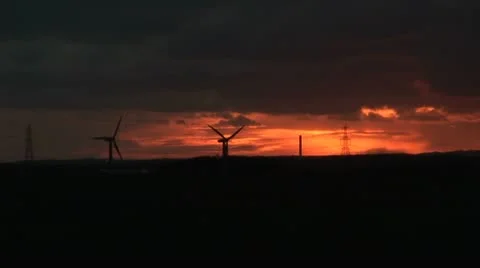 Wind turbines and sunset Video stock 12500985