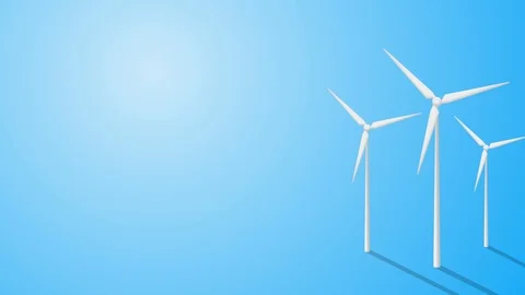 Wind turbines are spinning. Background for video about ecology. Flat animation Stock Footage 93339671