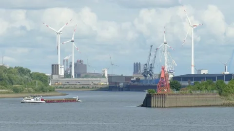 Wind Turbines, Barge, industrial port, port, Bremen, Germany, Europe Stock Footage