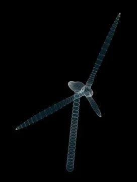 Wind turbines on black background Stock Illustration