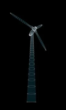 Wind turbines on black background Stock Illustration