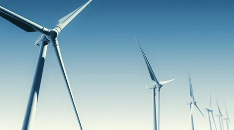 Wind Turbines on Blue (Loop with Matte) Video stock 1009297