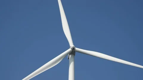 Wind turbines on blue sky background. Stock Footage 119513630