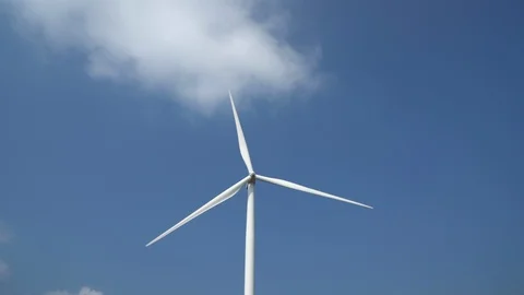 Wind turbines on blue sky background. Stock Footage 119514650