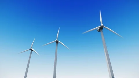 Wind turbines in the blue sky Stock Footage 114084124