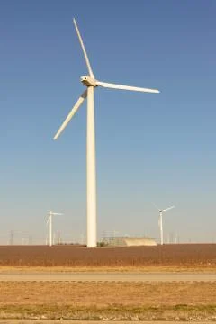 Wind turbines with a blue sky Stock Photos