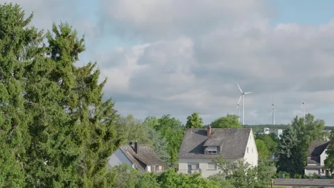 Wind turbines in a city Stock Footage 343722168
