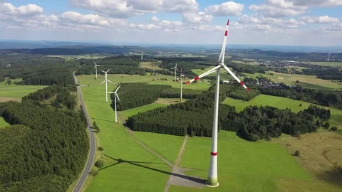 Wind turbines for clean energy Stock Footage