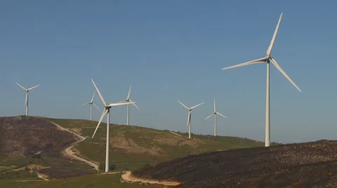 Wind turbines clean energy, time lapse Stock Footage 6697005