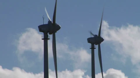 Wind turbines closeup Stock Footage 33549543