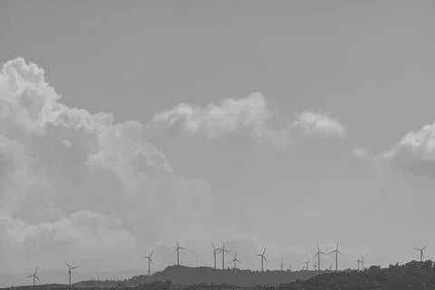 Wind turbines with clouds Stock Photos