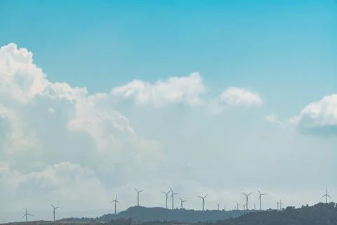 Wind turbines with clouds Stock Photos