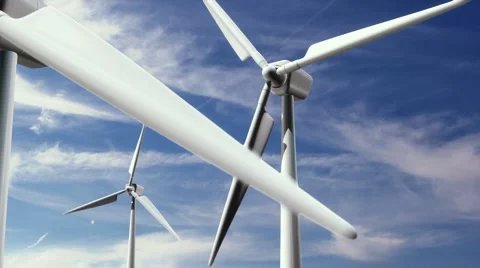 Wind Turbines before cloudy blue sky Vidéo 1038917