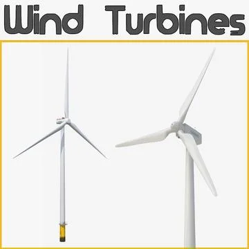 Wind Turbines Collection 3D Model
