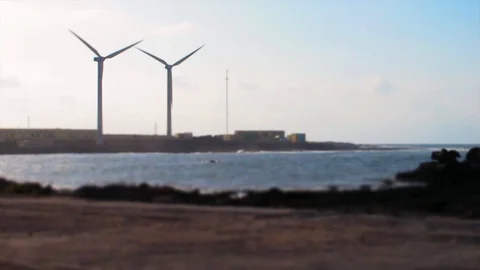 Wind turbines Corralejo Vídeos de archivo 105056184