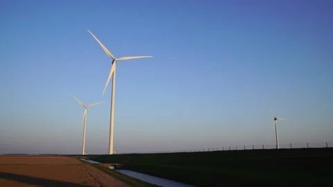 Wind turbines in the countryside Stock Footage 132423385