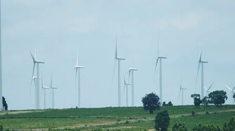 Wind turbines create renewable energy. Stock Footage 50370517
