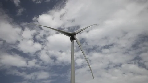 Wind turbines create renewable energy. Ecology and environment concept. Stock Footage 87649603