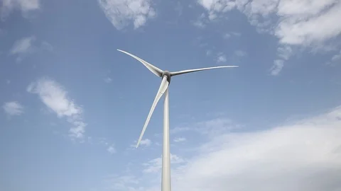 Wind turbines create renewable energy. Ecology concept of green power Stock Footage 87652367
