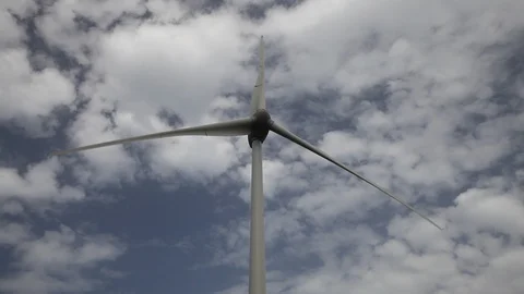 Wind turbines create renewable energy. Ecology concept of green power Stock Footage 87652432