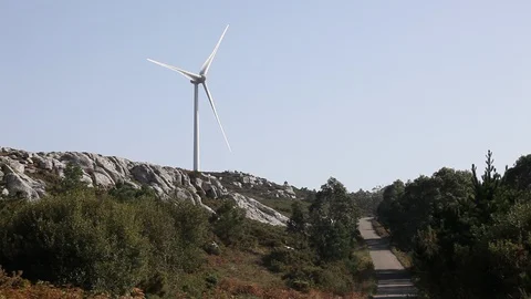 Wind turbines create renewable energy. Stock Footage 87656589