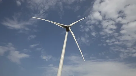 Wind turbines create renewable energy at the rural countryside landscape Stock Footage 87657913
