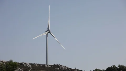 Wind turbines create renewable energy Video stock 87658110