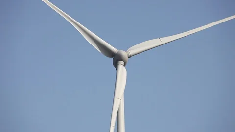 Wind turbines create renewable energy Video stock 87658155