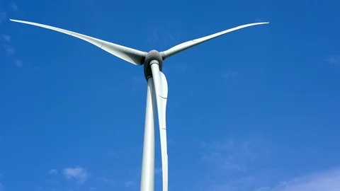 Wind turbines create renewable energy at the rural countryside landscape Video stock 88100869