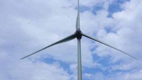 Wind turbines create renewable energy at the rural countryside landscape Video stock 88101227