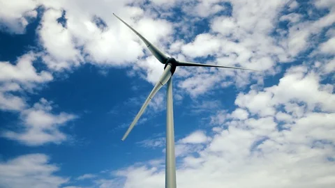 Wind turbines create renewable energy. Ecology green concept Video stock 90487045