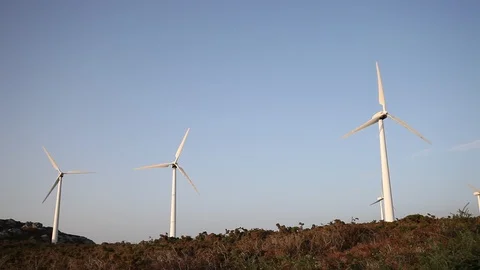 Wind turbines create renewable energy. Ecology green concept Stock-Footage 90489833