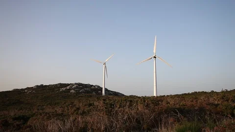 Wind turbines create renewable energy. Ecology green concept Stock-Footage 90489834