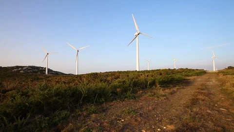 Wind turbines create renewable energy. Ecology green concept Stock-Footage 90803350