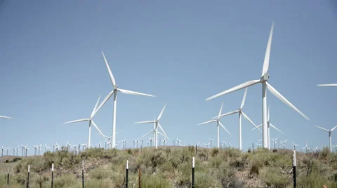 Wind Turbines creating renewable energy in california Stock Footage 39717270