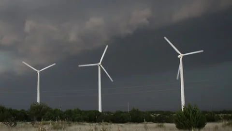 Wind Turbines in Dark Storm Stock Footage 243323564
