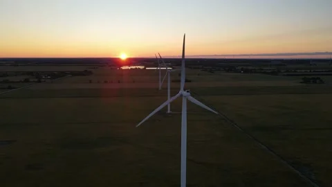 Wind Turbines at Dawn Stock Footage 139899758