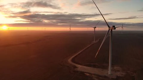 Wind turbines at dawn Stock Photos
