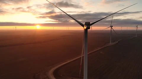 Wind turbines at dawn Stock Photos