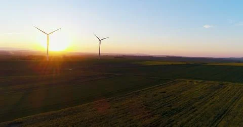 Wind Turbines at dawn Stock Photos