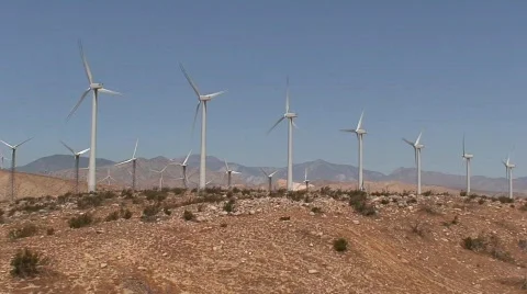Wind Turbines in Desert Stock Footage 582983