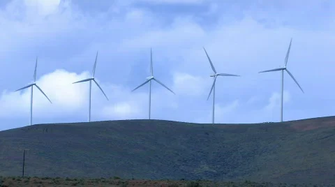 Wind turbines in desert Stock Footage 637446