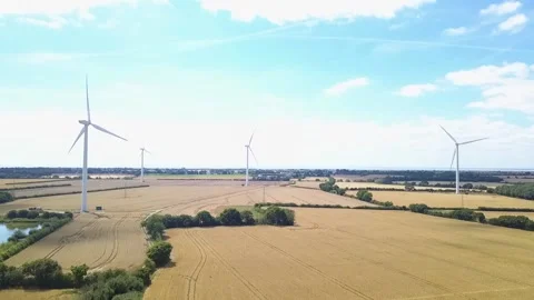Wind Turbines Drone Shot Stock Footage 140509504
