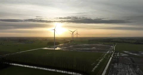 Wind turbines at dusk Stock Footage 263507411