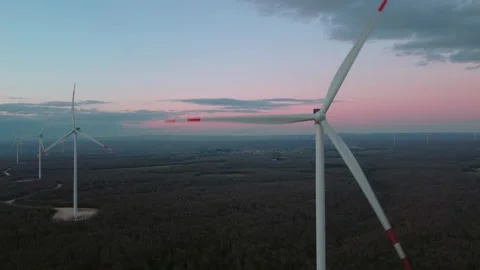 Wind Turbines at Dusk Stock Footage 282925172